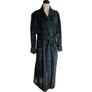 Pendleton Vintage Tartan Plaid Virgin Wool Men's Robe with Belt Tie Size Large